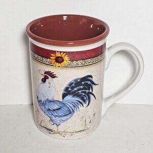 Gibson Morning Call Rooster/Sunflower Farmhouse Country Coffee Red Mug